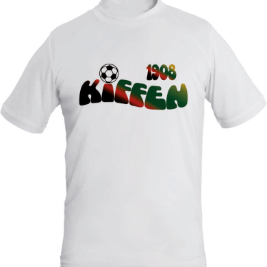 White T-shirt with a multicolor 'KIFKEN' logo and a soccer ball graphic.